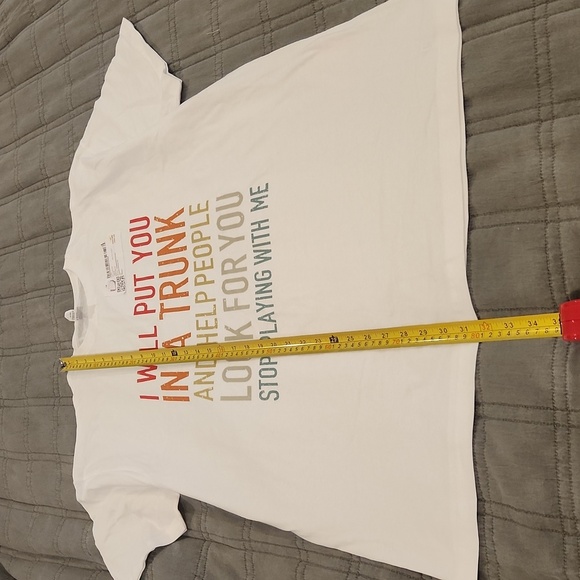 White Graphic Tee with Colorful Text Design Size XL! - Picture 7 of 7